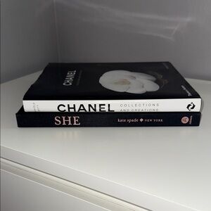 CHANEL + Kate Spade Black & White Hardcover Fashion Book with Camellia Detail.